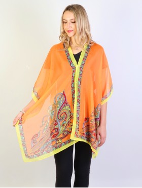 Reversible Pearl Chiffon Top with Paisley Border